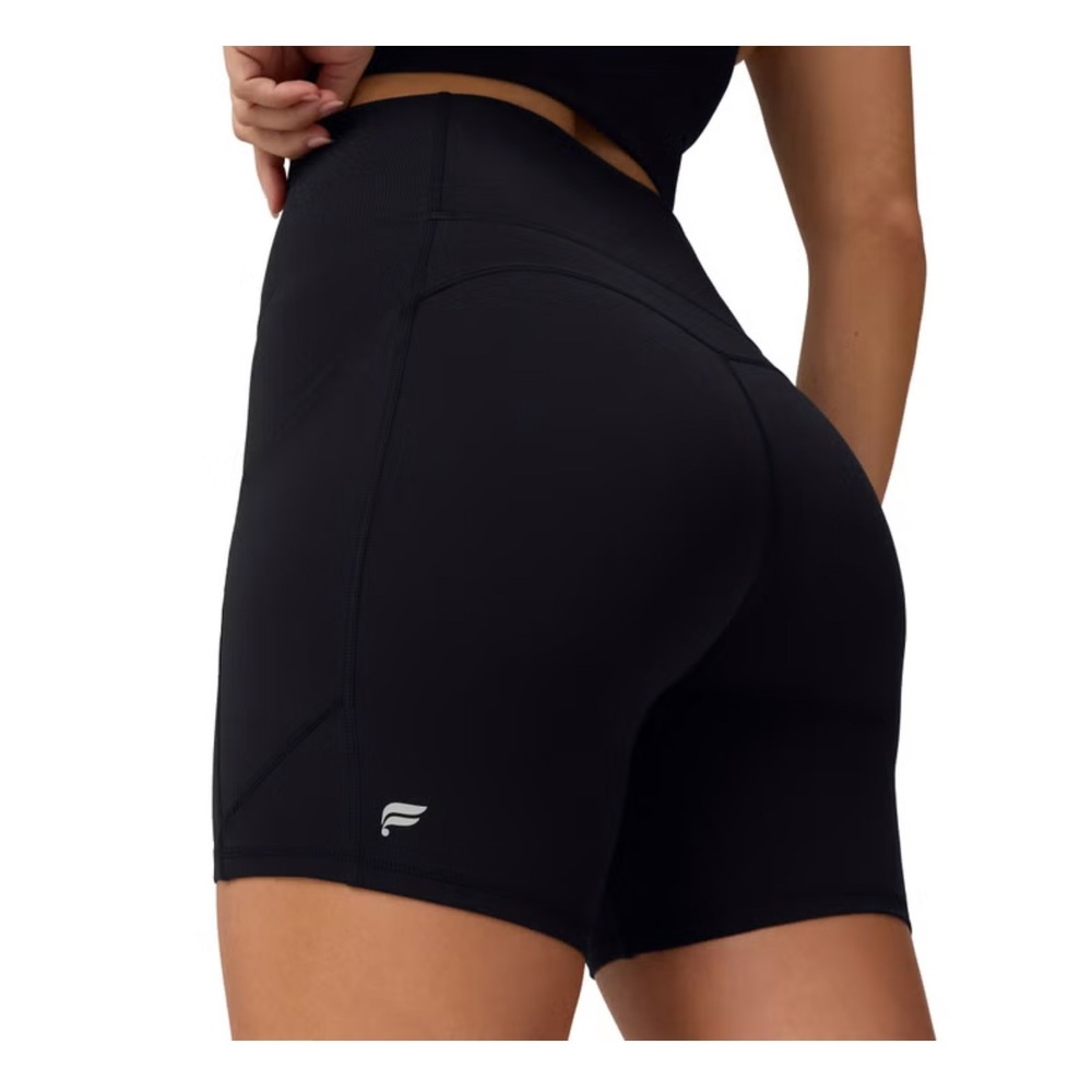 Fabletics Oasis PureLuxe High Waisted 6" Inseam Biker Shorts w/ Pockets Black XL - Picture 4 of 5